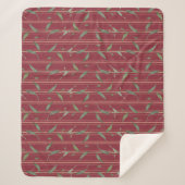 Couverture Sherpa Branch of leaves on red wallpaper (Devant)