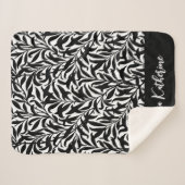 Couverture Sherpa Branche de Saule Noir et Blanc Monogrammée (Devant (Horizontal))