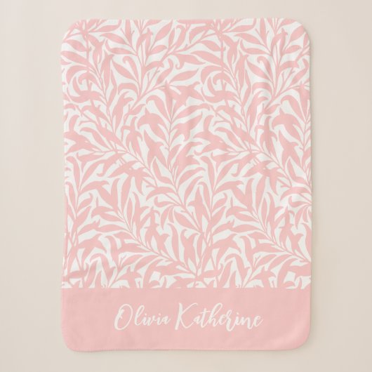 Couverture Sherpa Branche de Saule Rose Pétale Monogramme (Devant)