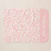 Couverture Sherpa Branche de Saule Rose Pétale Monogramme (Devant (Horizontal))