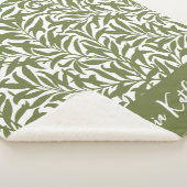Couverture Sherpa Branche de Saule Vert Olive Monogrammé (3/4)