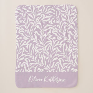 Couverture Sherpa Branche de Saule Violet Lilas Monogrammé