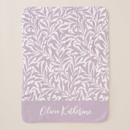 Couverture Sherpa Branche de Saule Violet Lilas Monogrammé (Devant)