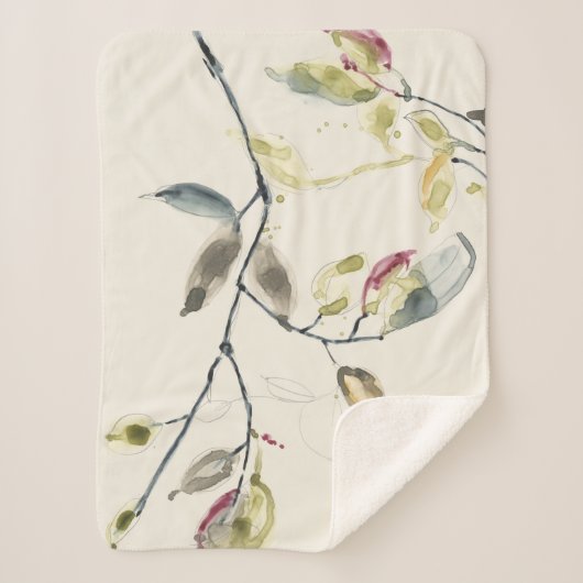 Couverture Sherpa Branche feuille aquarelle (Devant)