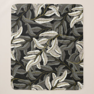 Couverture Sherpa Branches brodées : imprimé noir-blanc.