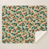 Couverture Sherpa Branches colorées en Pinecone d'hiver (Devant (Horizontal))