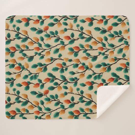 Couverture Sherpa Branches colorées en Pinecone d'hiver (Devant (Horizontal))