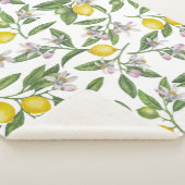 Couverture Sherpa Branches de citron avec fleurs et fruits sur blanc (3/4)
