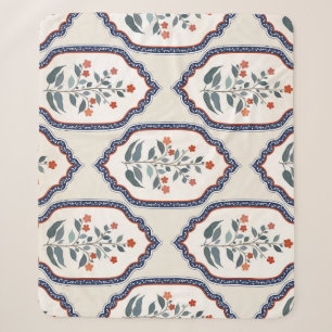 Couverture Sherpa Branches de fleurs orientales : Kalamkari Indian.