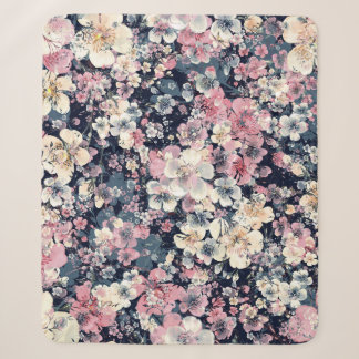 Couverture Sherpa Branches en fleurs : aquarelle transparente motif