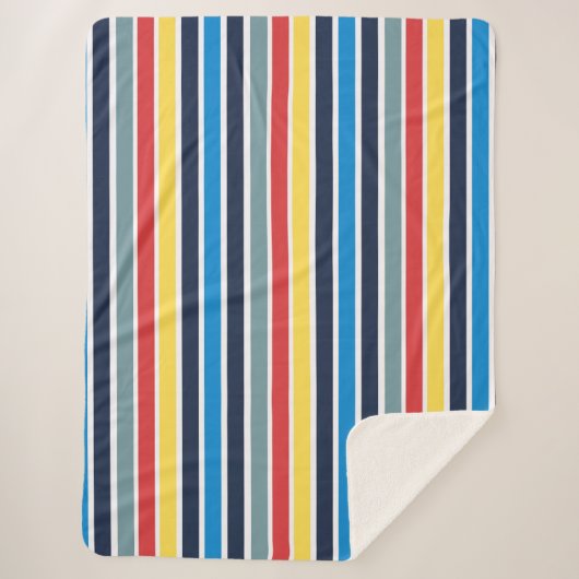 Couverture Sherpa Bright multicolore bandes verticales. (Devant)