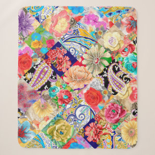 Couverture Sherpa Broderie motif sans couture avec de belles fleurs