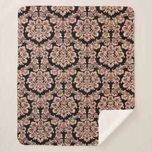 Couverture Sherpa Broderie roses rouges vintage motif sans soudure.
