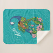 Couverture Sherpa Brown Baby sleeping on a Floral Peacock (Devant (Horizontal))