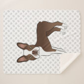 Couverture Sherpa Brown Et Blanc Boston Terrier Cartoon Chien & Pâte (Devant (Horizontal))