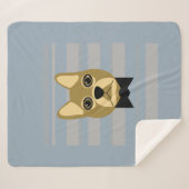 Couverture Sherpa Brown Frenchie Bulldog, Stripes (Devant (Horizontal))