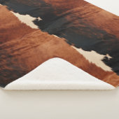 Couverture Sherpa Brown Noir Noir Faux Cowhide (3/4)
