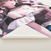 Couverture Sherpa Brown Sirène Haired aux fleurs roses dans ses chev (3/4)