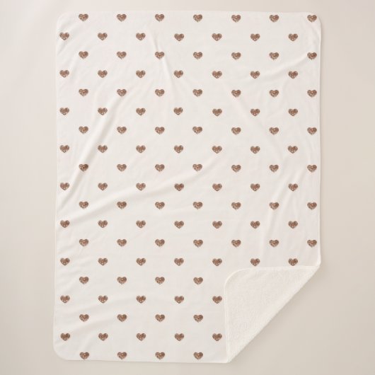Couverture Sherpa Brown Sugar Glitter Hearts Love Valentine's (Devant)