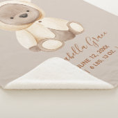 Couverture Sherpa Brown Teddy Bear Bébé statistiques de naissance (3/4)