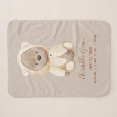 Couverture Sherpa Brown Teddy Bear Bébé statistiques de naissance (Devant (Horizontal))