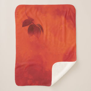 Couverture Sherpa Brûlé Orange Persimmon Feuilles Abtract Automne