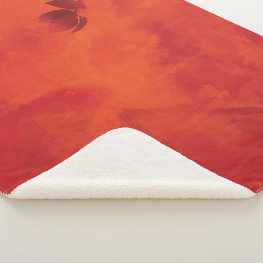 Couverture Sherpa Brûlé Orange Persimmon Feuilles Abtract Automne (3/4)