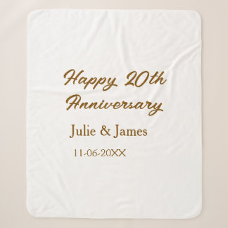 Couverture Sherpa Brun doré joyeux 20e anniversaire nom datsimple