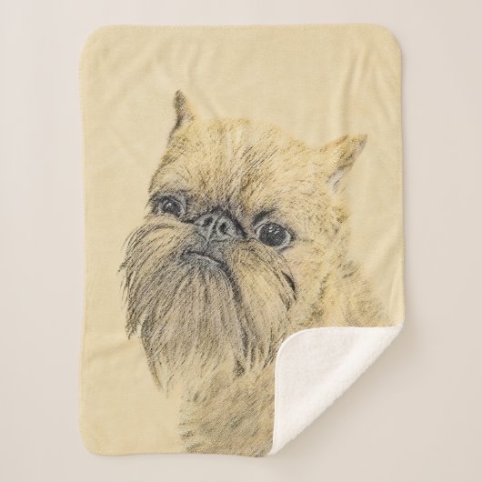 Couverture Sherpa Bruxelles Griffon Peinture - Cute Original Chien A (Devant)