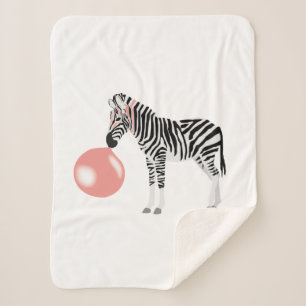 Couverture Sherpa Buble Gum Zebra Blowbble