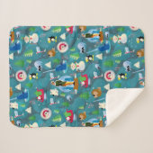 Couverture Sherpa Buddy l'elfe et personnages Motif Turquoise (Devant (Horizontal))