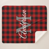 Couverture Sherpa Buffalo rouge abattu | Initiale personnelle | Cade (Devant (Horizontal))