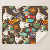 Couverture Sherpa Buffalo Skull Native American Emblem (Devant (Horizontal))