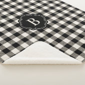 Couverture Sherpa Buffle noir et blanc cassé plaqué avec Monogramme (3/4)