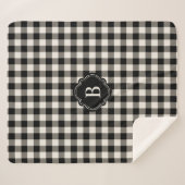Couverture Sherpa Buffle noir et blanc cassé plaqué avec Monogramme (Devant (Horizontal))