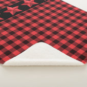 Couverture Sherpa Buffle rouge et noir plaqué avec étoiles rouges (3/4)