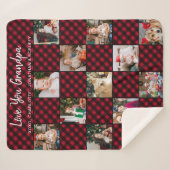 Couverture Sherpa Buffle rouge personnalisé plaqué 13 Photo Collage (Devant (Horizontal))