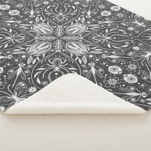 Couverture Sherpa Bugs, blanc cassé sur noir (3/4)