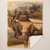 Couverture Sherpa Bull Elk Sunrise Collage (Devant)