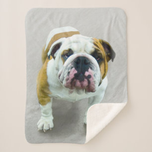 Couverture Sherpa Bulldog Painting - Joli art original chien