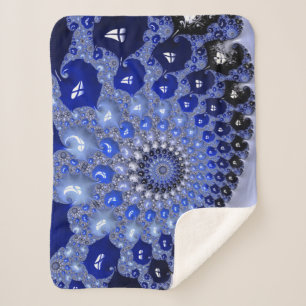 Couverture Sherpa Bulles fractales Ombre Bleu Abstrait