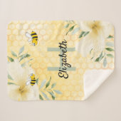Couverture Sherpa Bumble abeilles fleur de nid d'abeille tropicale m (Devant (Horizontal))