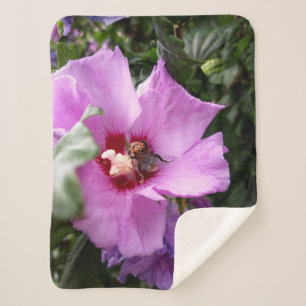 Couverture Sherpa Bumblebebe sur la fleur d'Hibiscus