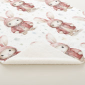 Couverture Sherpa Bunnies blancs rouges bordeaux (3/4)