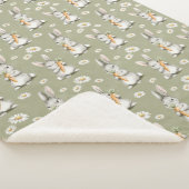 Couverture Sherpa Bunnies with Carrots Green Daisy Flowers Birthday (3/4)