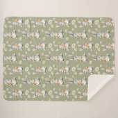 Couverture Sherpa Bunnies with Carrots Green Daisy Flowers Birthday (Devant (Horizontal))