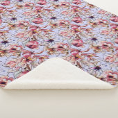 Couverture Sherpa Burgundy Bleu rose Floral Garland Aquarelle (3/4)