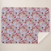 Couverture Sherpa Burgundy Bleu rose Floral Garland Aquarelle (Devant (Horizontal))