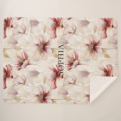 Couverture Sherpa Burgundy Crème Lavande Fleur de Mariage (Devant (Horizontal))