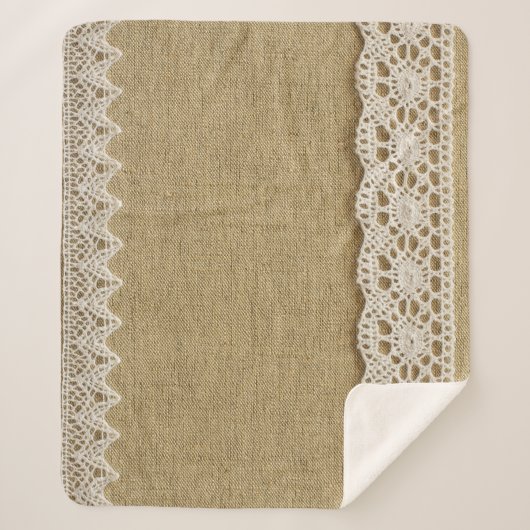 Couverture Sherpa Burlap, dentelle texture tissu. (Devant)